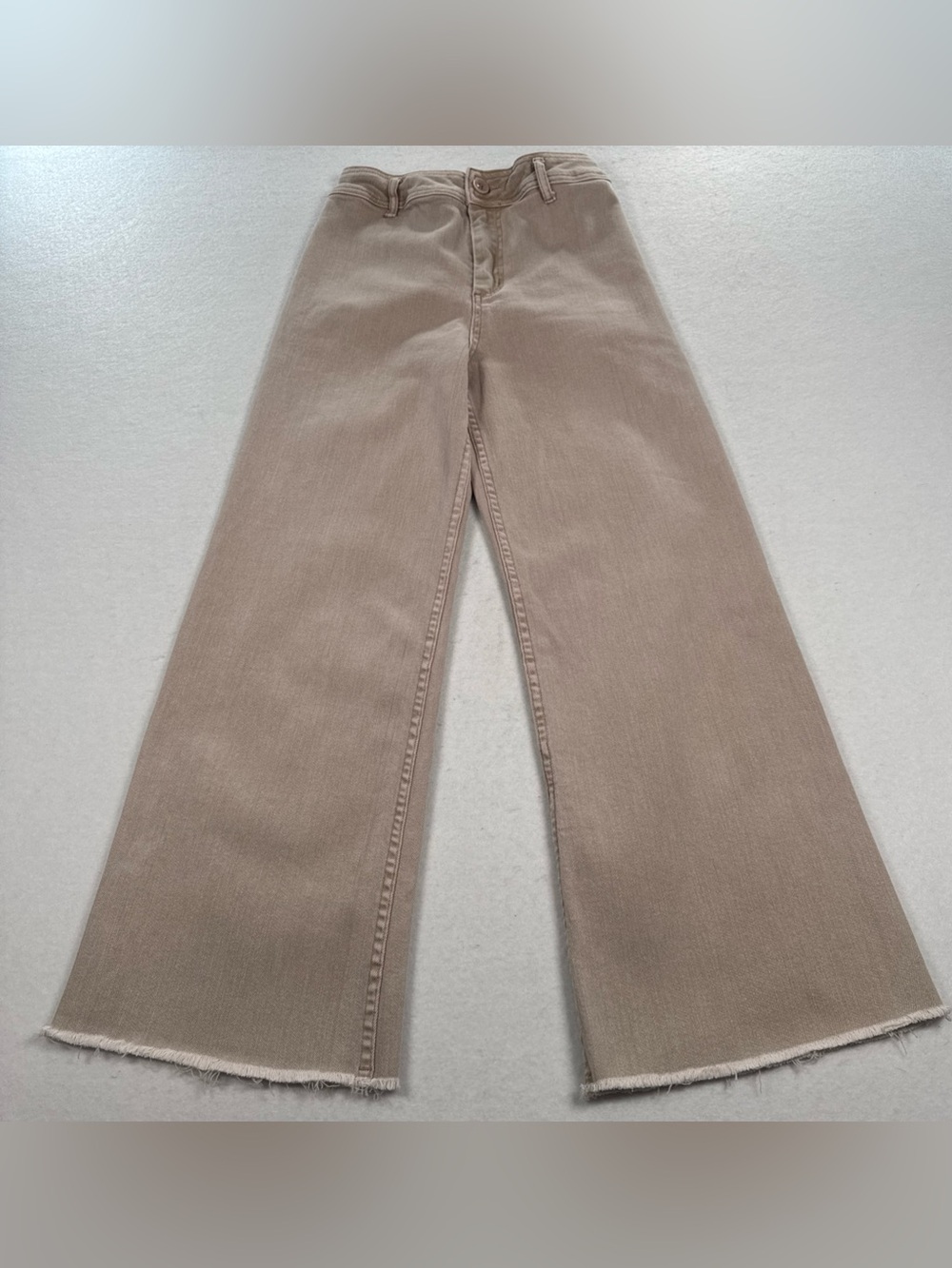 Miou Muse Wide Leg Flared High Rise Jeans Women's Medium Stone Taupe Denim